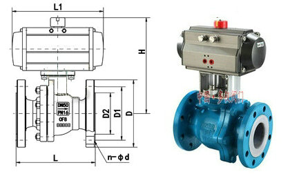氣動(dòng)襯氟球閥結(jié)構(gòu)圖